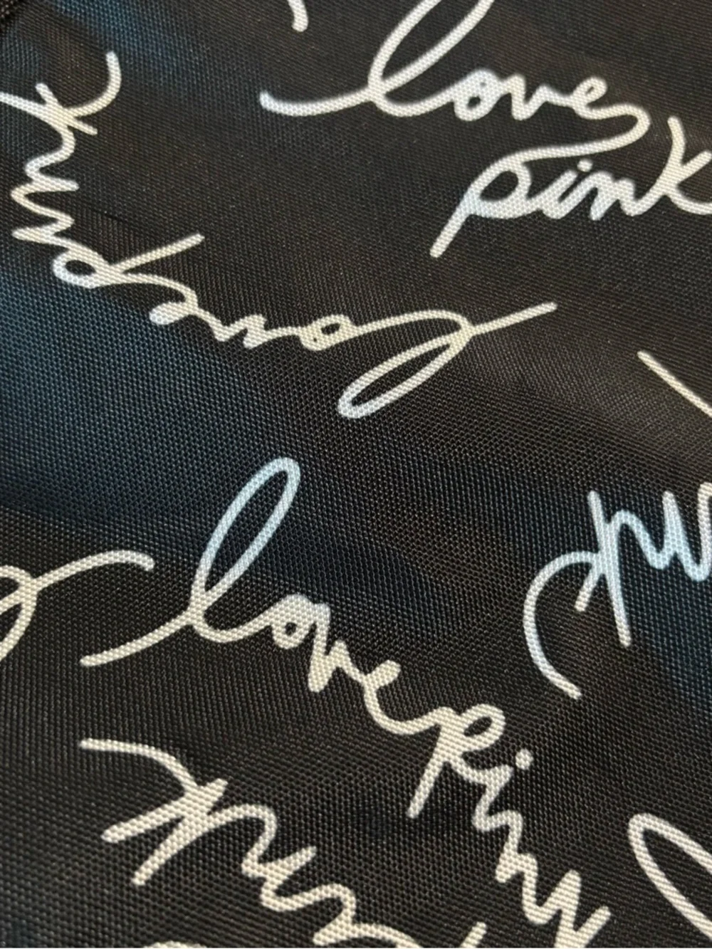 Victoria's Secret Black Large Tote with White 'Love Pink' Script